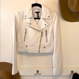 Bloomingdales Aqua Leather Moto Jacket, nwot!!